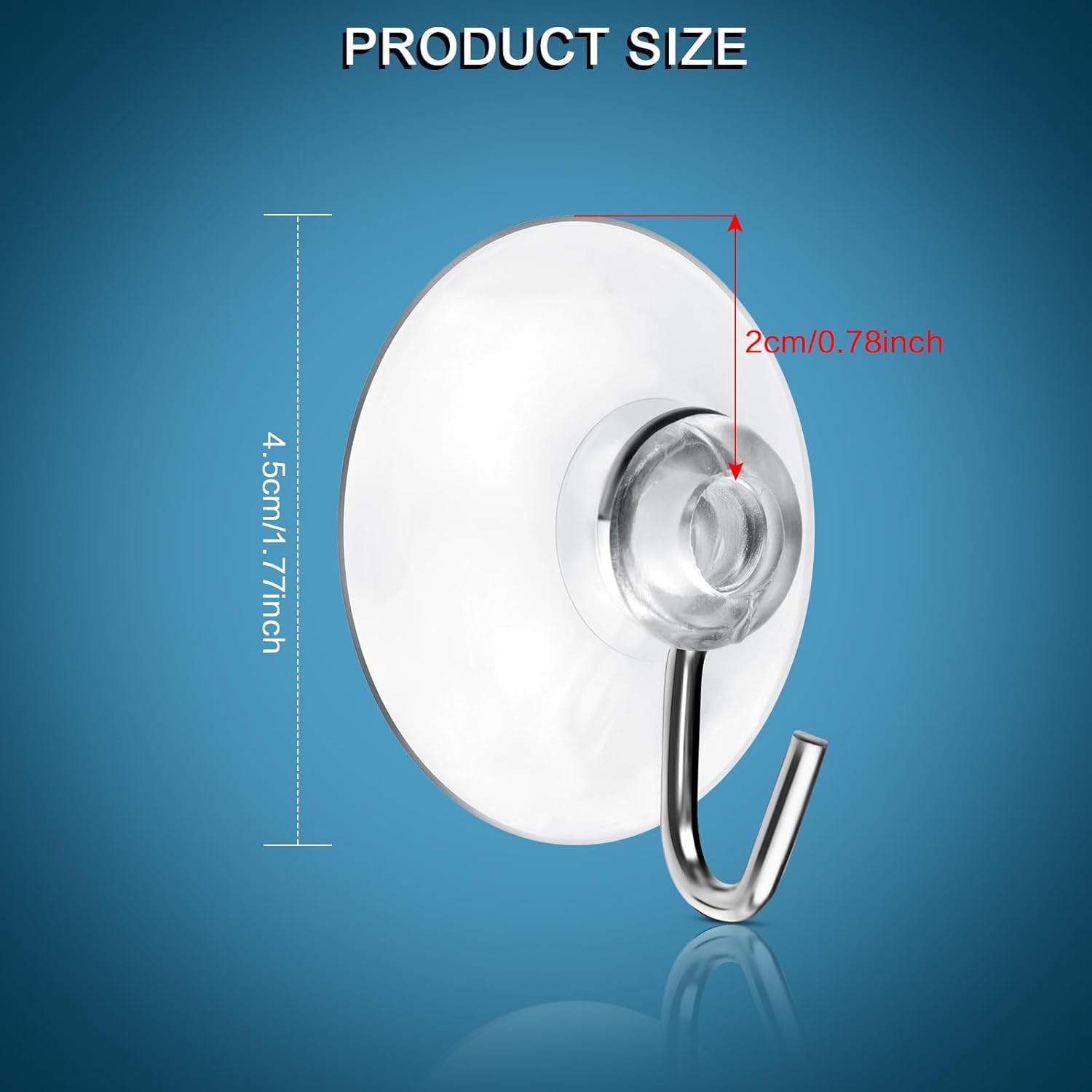 Mudder 80 Pcs Suction Cup Hooks Wall Clear Suction Cups with Metal Hooks Window Hangers for Glass Wall Towel Hangers Supplies Bathroom Glass Kitchen Decorations,3 lbs (45 mm)