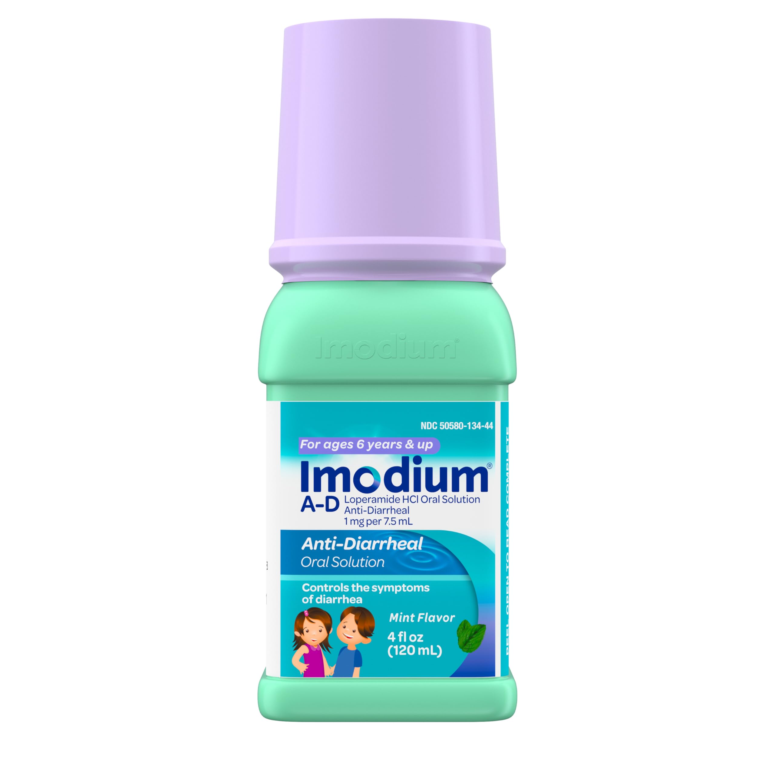 Imodium A-D Children's Liquid Anti-Diarrheal Medicine with Loperamide HCl, Oral Solution for Diarrhea Symptom Treatment & Control for Kids Ages 6+, Mint Flavor, 4 fl. oz