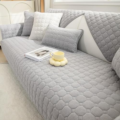 JIAN YA NA Sectional Couch Cover, Corduroy Sofa Slipcover for Pets and Kids, Anti-Slip Washable Furniture Protector for 3-Cushion Couch, Loveseat, Recliner, L-Shaped Sofa, Armrest & Backrest (1 Piece)