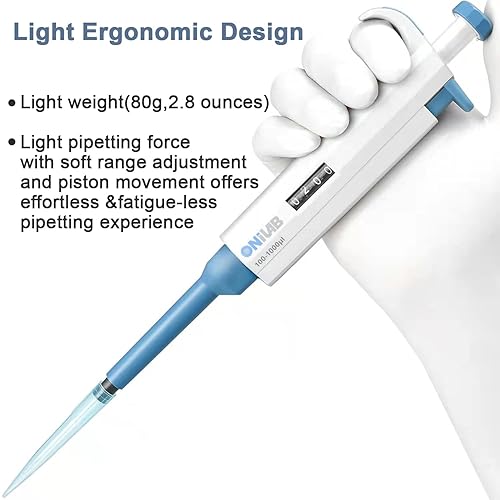 Miniatura 4 de ONiLAB Micropipeta de laboratorio, pipetas de canal único de volumen ajustable, 200-1000ul