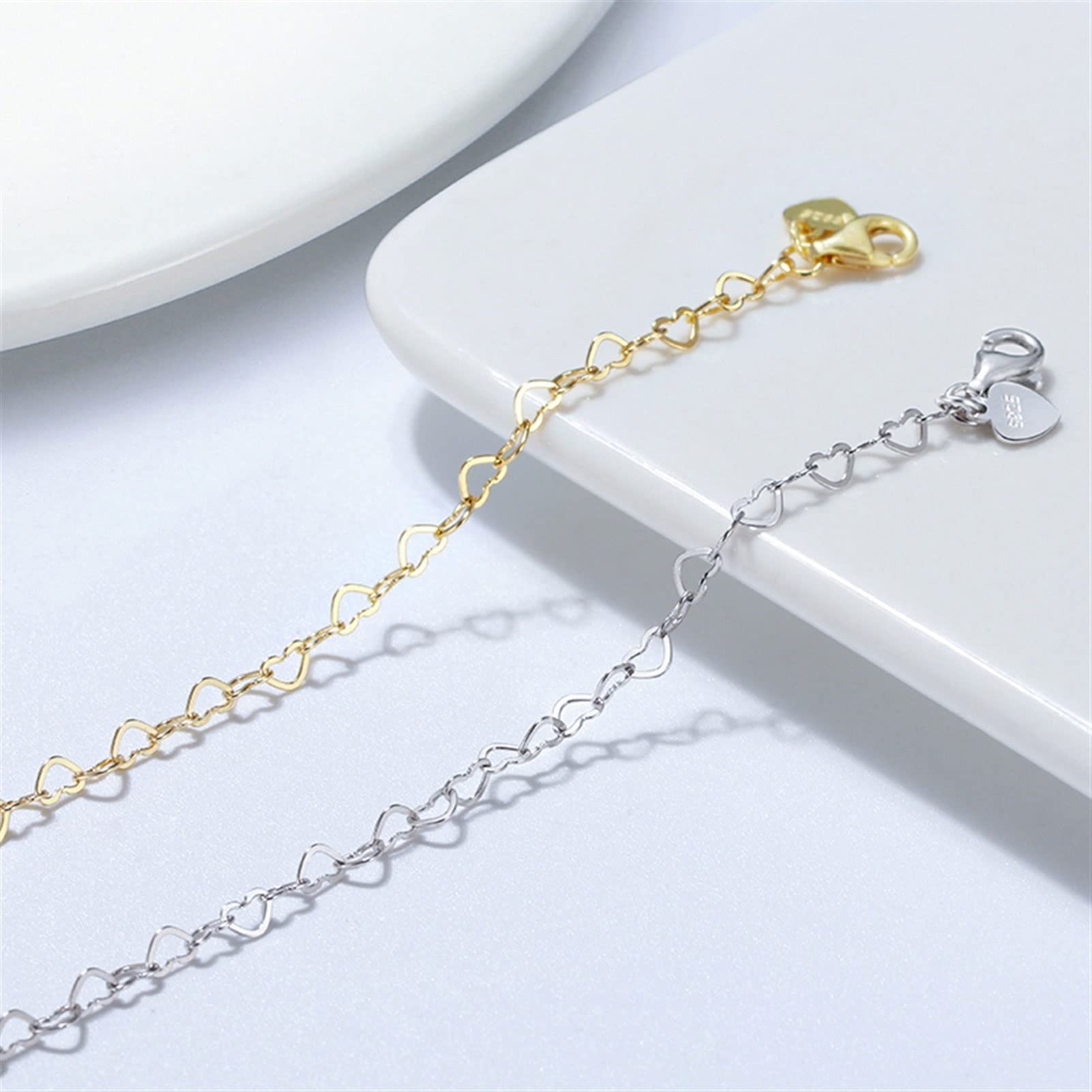 LNNSHX Armbänder für Frauen, 925 Sterling Silber Kette Fußkettchen verstellbar Frauen Mädchen Kette Fußkettchen Schmuck Frauen Fußkettchen (Farbe: Silberfarbe)