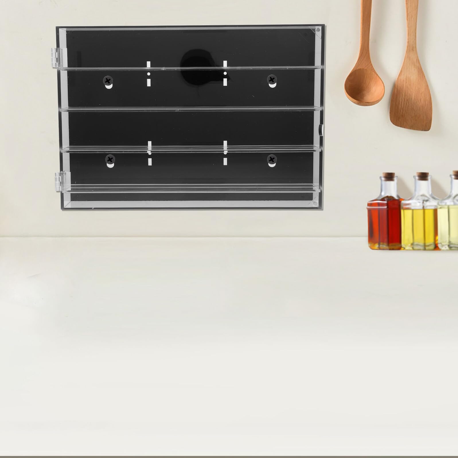Messerhalter für Küche Wandmontage aus Acryl Platzsparendes Aufbewahrungsbox-system für Schneidwerkzeuge Mehrschichtige Messerpräsentation mit Abmessungen