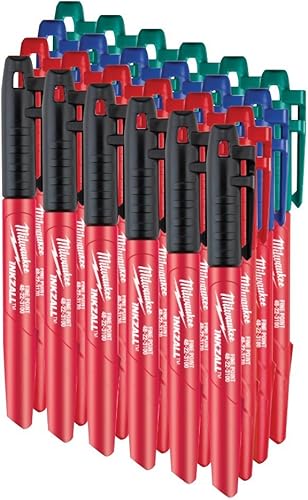 Inkzall - Marcadores para lugares de trabajo, color negro, azul, verde, rojo, paquete de 6 unidades (24 en total)