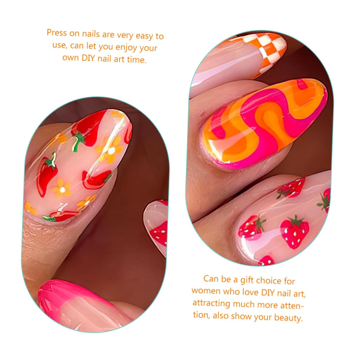 FRCOLOR 144 Pz Finte Di Frutta e Verdura Consigli Per Finte Manicure Finte Finte Con a Frutta Pressione Media Sulle Kit Per Materiale Abs