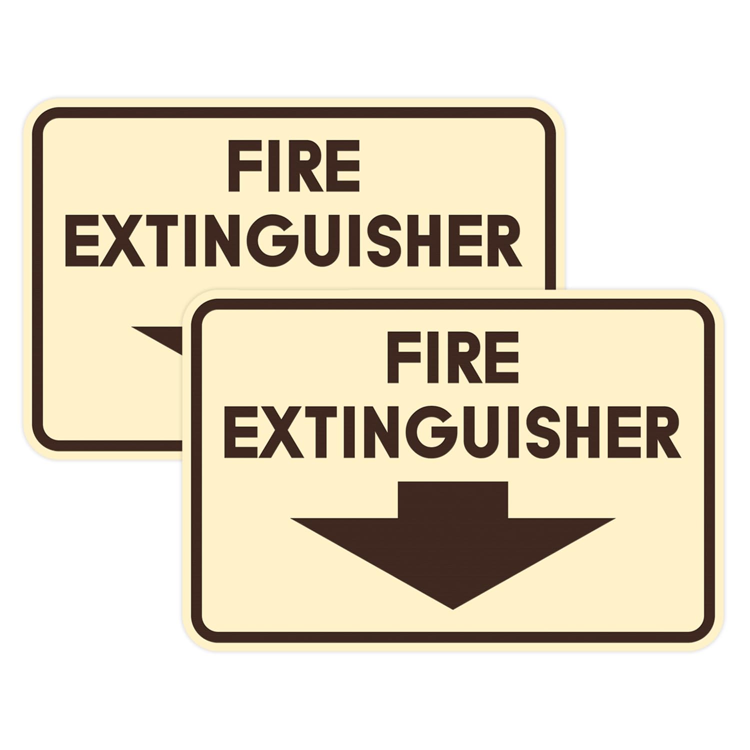 Signs ByLITA Classic Framed Fire Extinguisher (Ivory/Dark Brown) - Medium 2 Pack