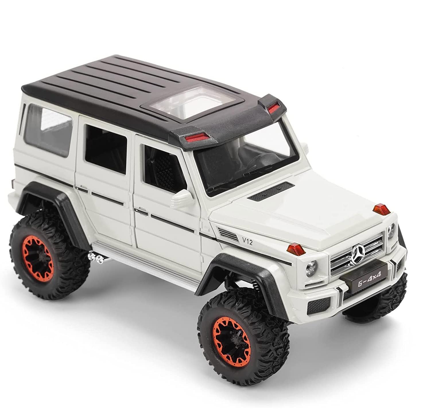 Araxia 1:32 Scale Wheels Diecast AMG G63 Off Road Tires Metal Model Pull Back Alloy Toys with Light and Sound Collection (White)