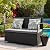 Flamaker Patio Loveseat Wicker Outdoor Furniture, All Weather Rattan Conversation Bench Chair with Large Storage Capacity and Cushions for Backyard, Outside Patio Porch (Black)