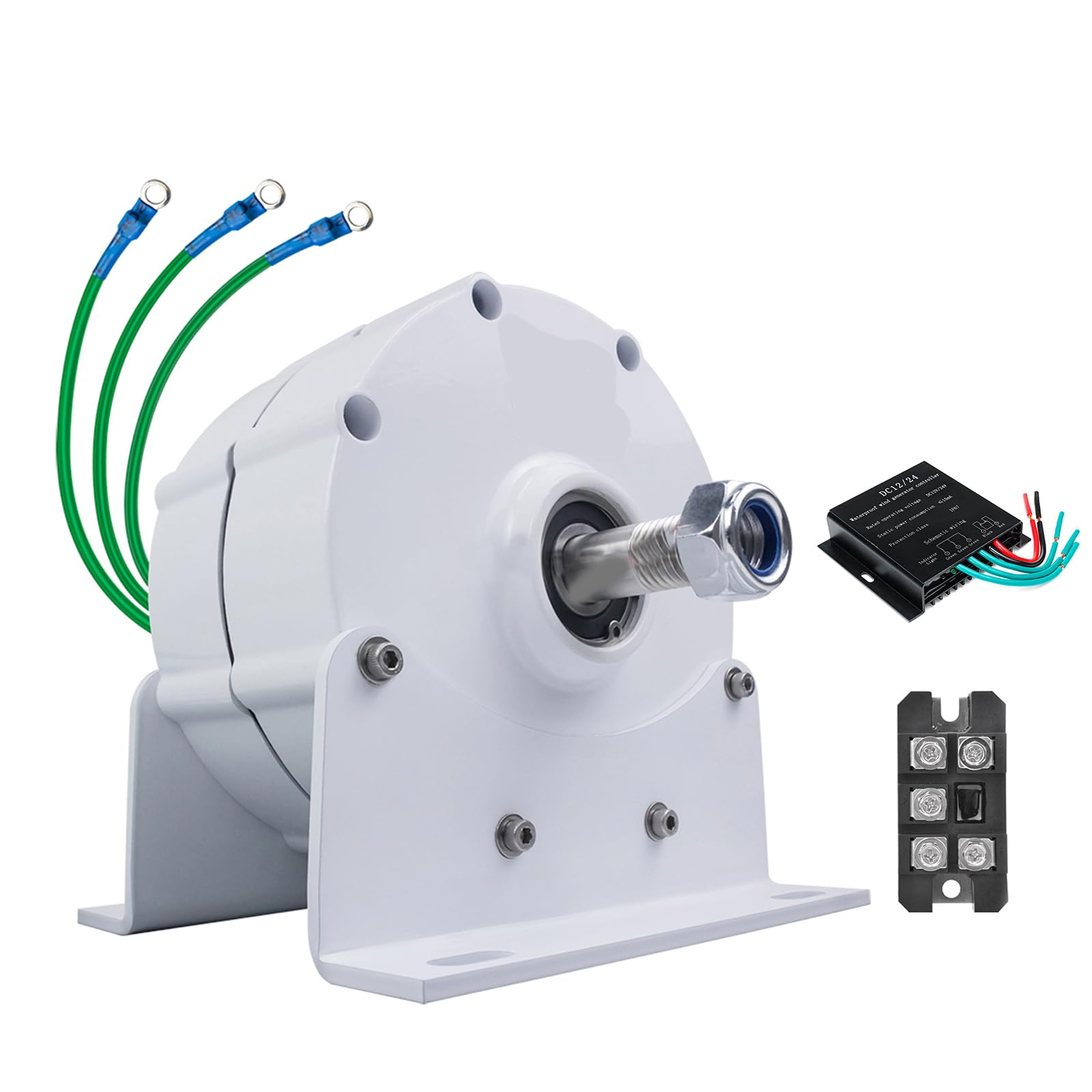 Generatore a magneti permanenti Senza Ingranaggi trifase 20000W 12V-220V con Base 600 RPM alternatori AC per turbina eolica/generatore Idraulico (Bianco)