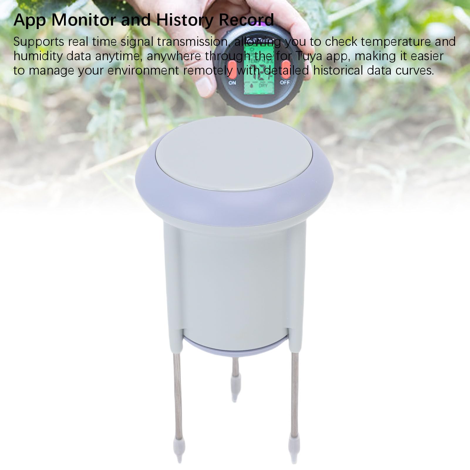 Domary Sensor Inteligente de Temperatura y Humedad del Suelo WiFi Resistente Al Agua IP66 para Monitoreo de Aplicaciones