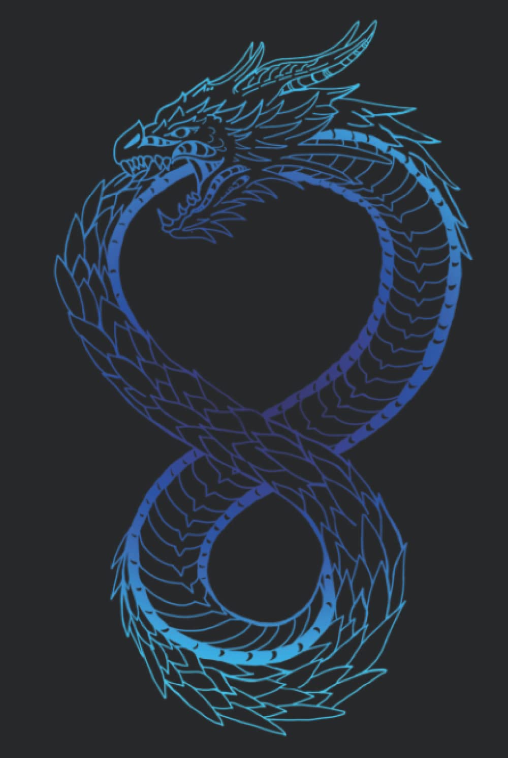 Hardcover Notebook Blue Ouroboros Dragon Fantasy Art: 6x9in 120 page Blank Lined Journal for Dragon Lovers