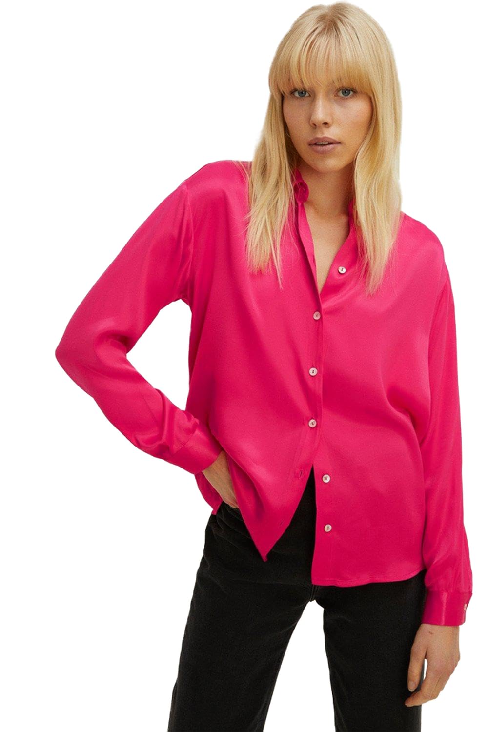 OASISWomen Button Through Long Sleeve Satin Shirt