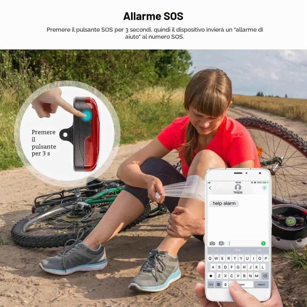 Winnes GPS Tracker, 4G Localizzatore GPS Impermeabile Nascosto per Bicicletta, Ebike,Bici Pieghevoli con Geo-Fence Supporto IOS Android SMS/APP/Web Storico Percorsi,4G TK906