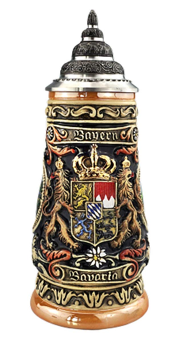 Jarra de cerveza alemana Baviera original pintada a mano el regalo perfecto con tapa