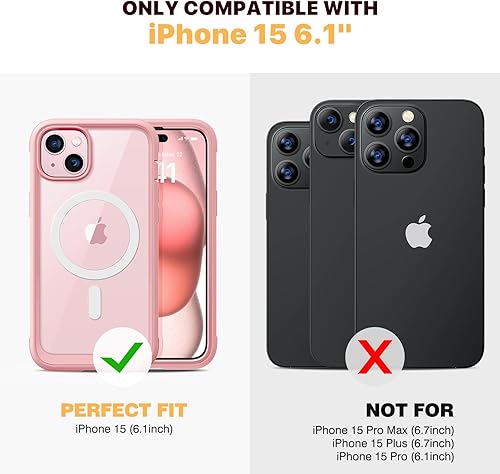 Miniatura 585 de Diaclara - Funda diseñada para iPhone 15 Plus de 6.7 pulgadas, transparente, cuerpo completo, con protector de pantalla, resistente de protección