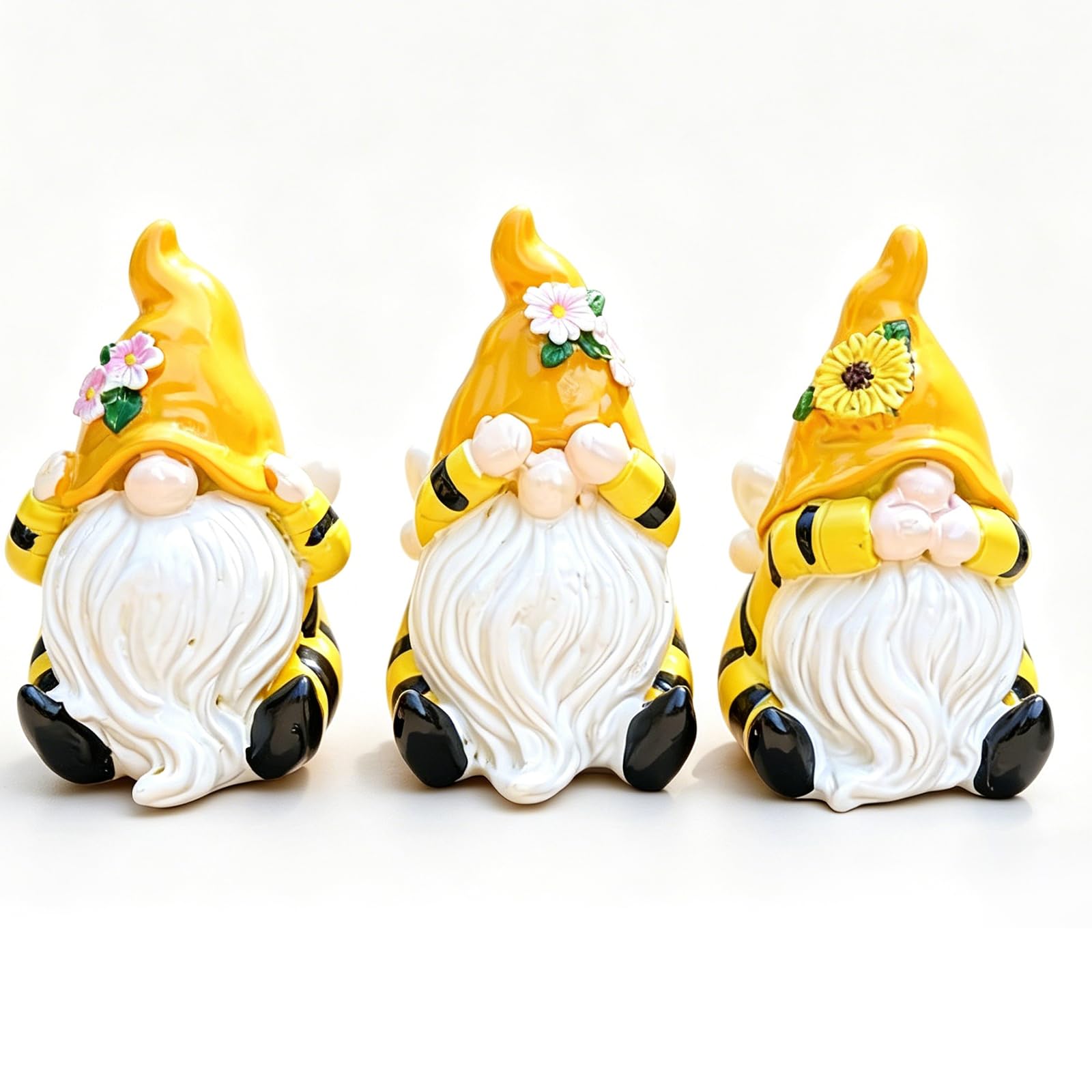 3 Pcs Yellow Bee Theme Garden Gnomes Outdoor, Versatile Resin Garden Gnome Set Garden Statues Outdoor for Balcony and Yard Display, Exquisite Bumble Bee Gifts for Bee Lovers — image 1