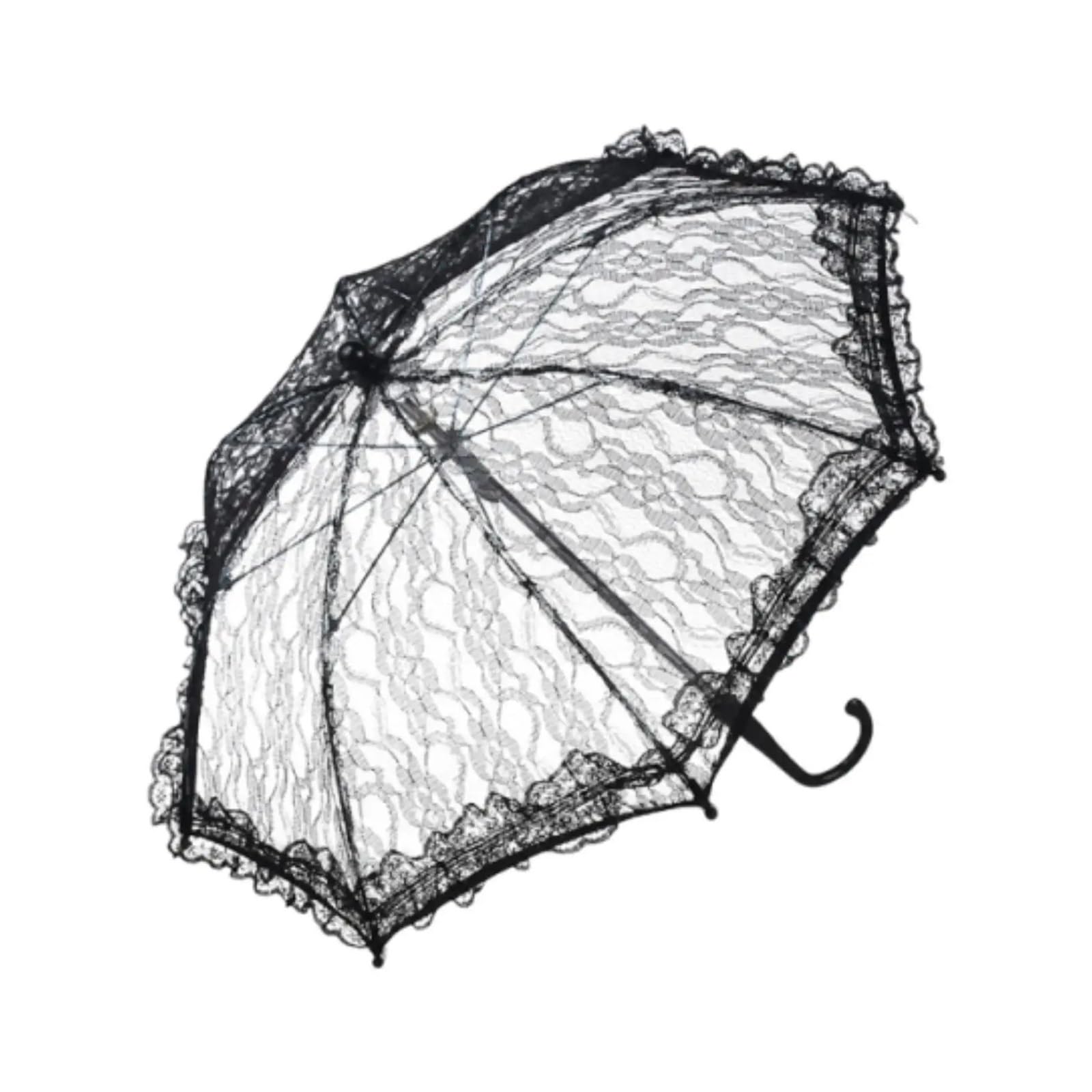 Hochzeit Spitzen-Sonnenschirm Dekorativer Regenschirm mit Mini-Stickerei, Durchmesser 50,8 cm, for Event-Fotografie-Requisiten für Fotografie, Hochzeitsdekoration(Black)