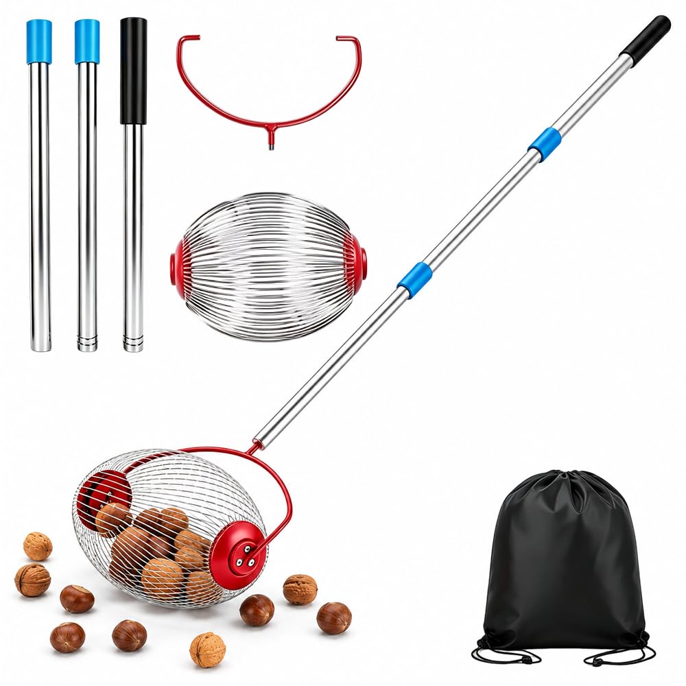NAVESO Nut Gatherer,Small Apple Collector Roller with Storage Baand Gloves