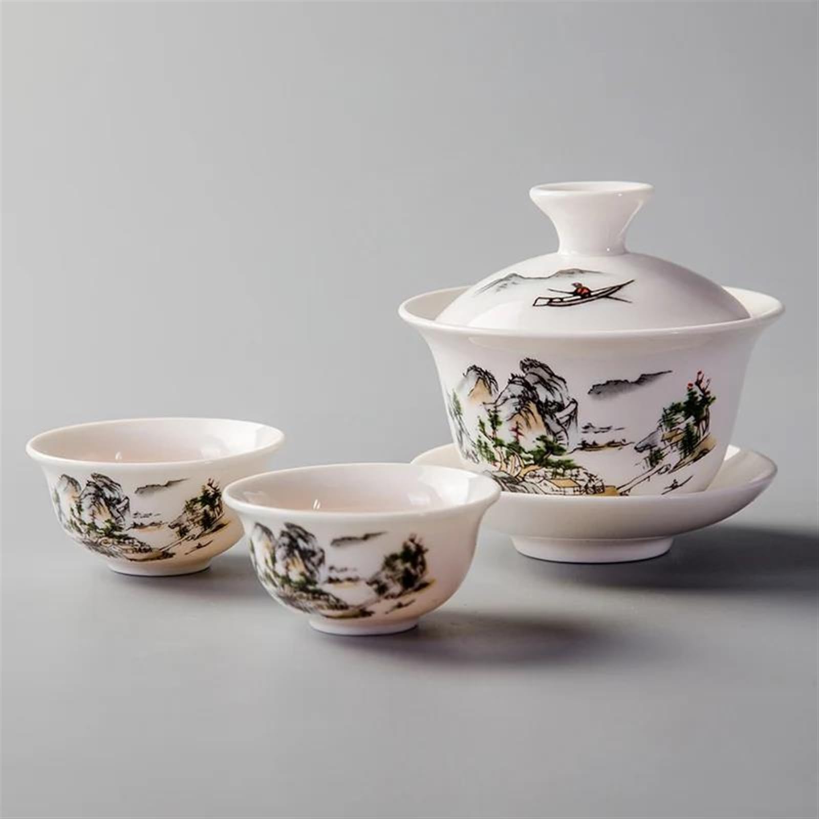Service à thé en céramique 1 pièce 22 ml en porcelaine de Chine pour adultes – Service à thé Kung Fu avec soucoupes et tasses à thé pour le thé de l'après-midi