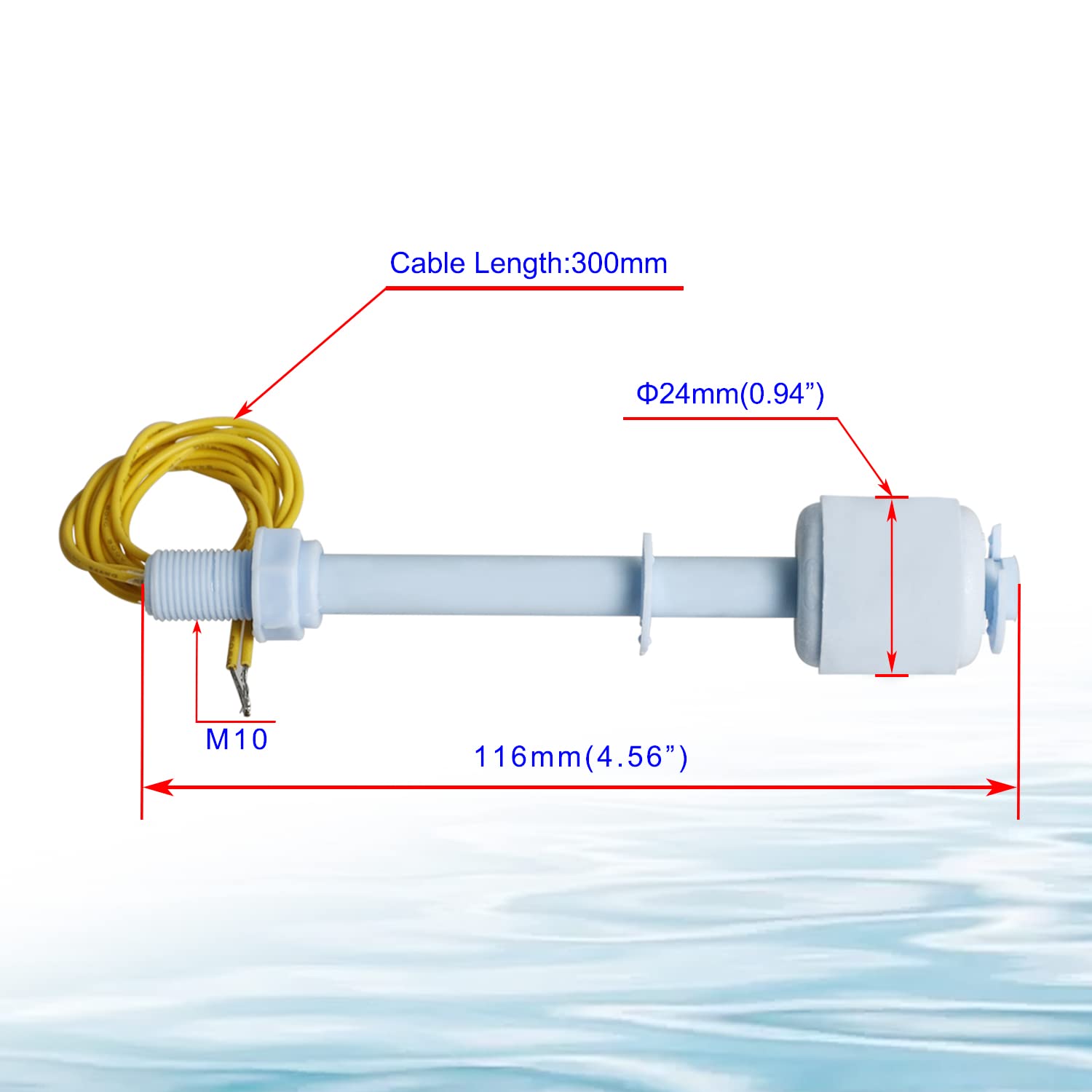 Liquid Level Switch Sensor PP, Water Liquid Level Sensor Float Switch, Plastic Ball Float Controller for Water Pump Fish Tank Cistern Sump Filter Aquarium Swim Pool Garden Pond Liquid 2 Pcs