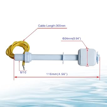 Liquid Level Switch Sensor PP, Water Liquid Level Sensor Float Switch, Plastic Ball Float Controller for Water Pump Fish Tank Cistern Sump Filter Aquarium Swim Pool Garden Pond Liquid 2 Pcs