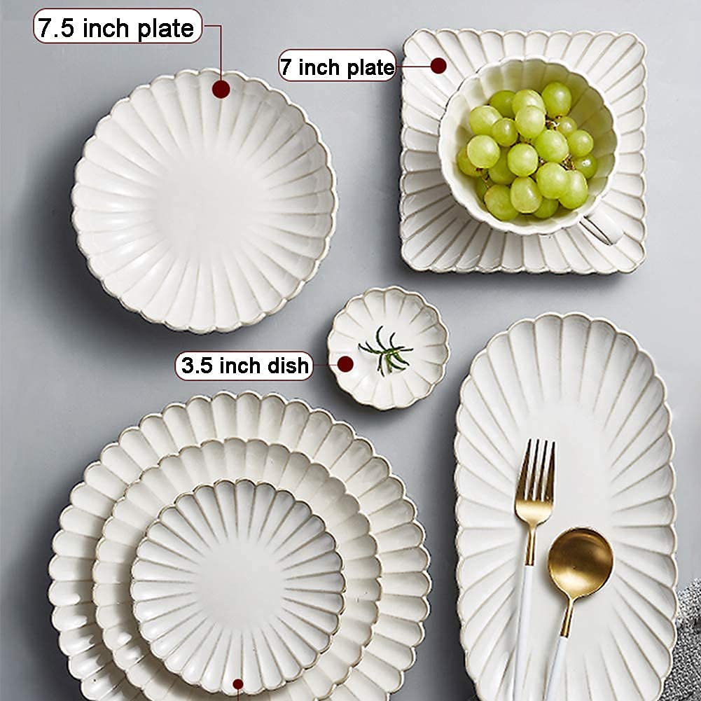 H3TF5J Zestaw stołowy porcelanowy, mikrofalowe i zmywarki Safe, 26 kawałków białego ceramicznego zastawy stołowej, zestaw do jadalni dla 4-6 osób, prezent ślubny parapet