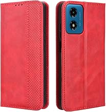HAOYE Coque pour Motorola Moto E14, Cuir Etui Premium PU + TPU Housse Folio Flip Case, Cover Portefeuille ave ID Carte de Crédit Slot Fermeture Magnétique, Rouge