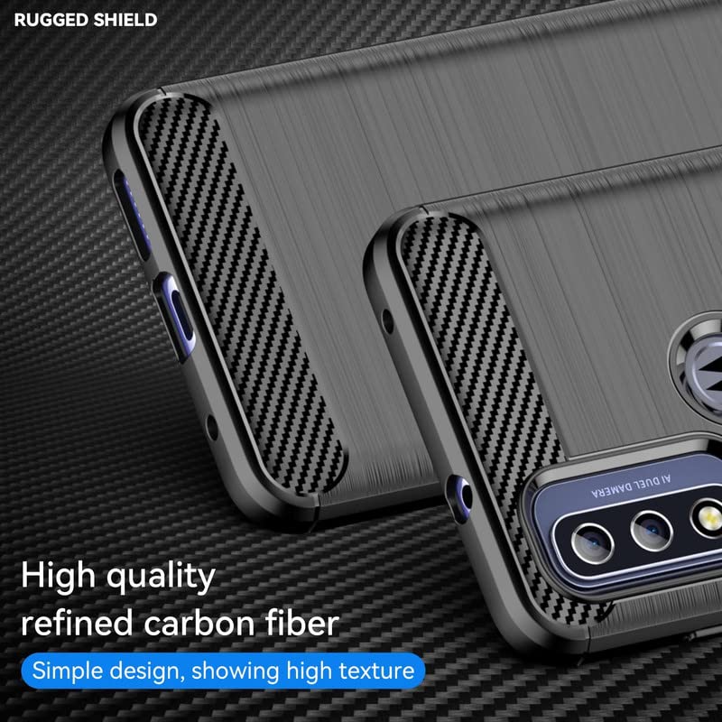 Image of NPRC Hybrid Ultra Slim Protective Case TPU Non-Slip Carbon Fiber Texture Shockproof Case Cover for Moto G Pure - Black