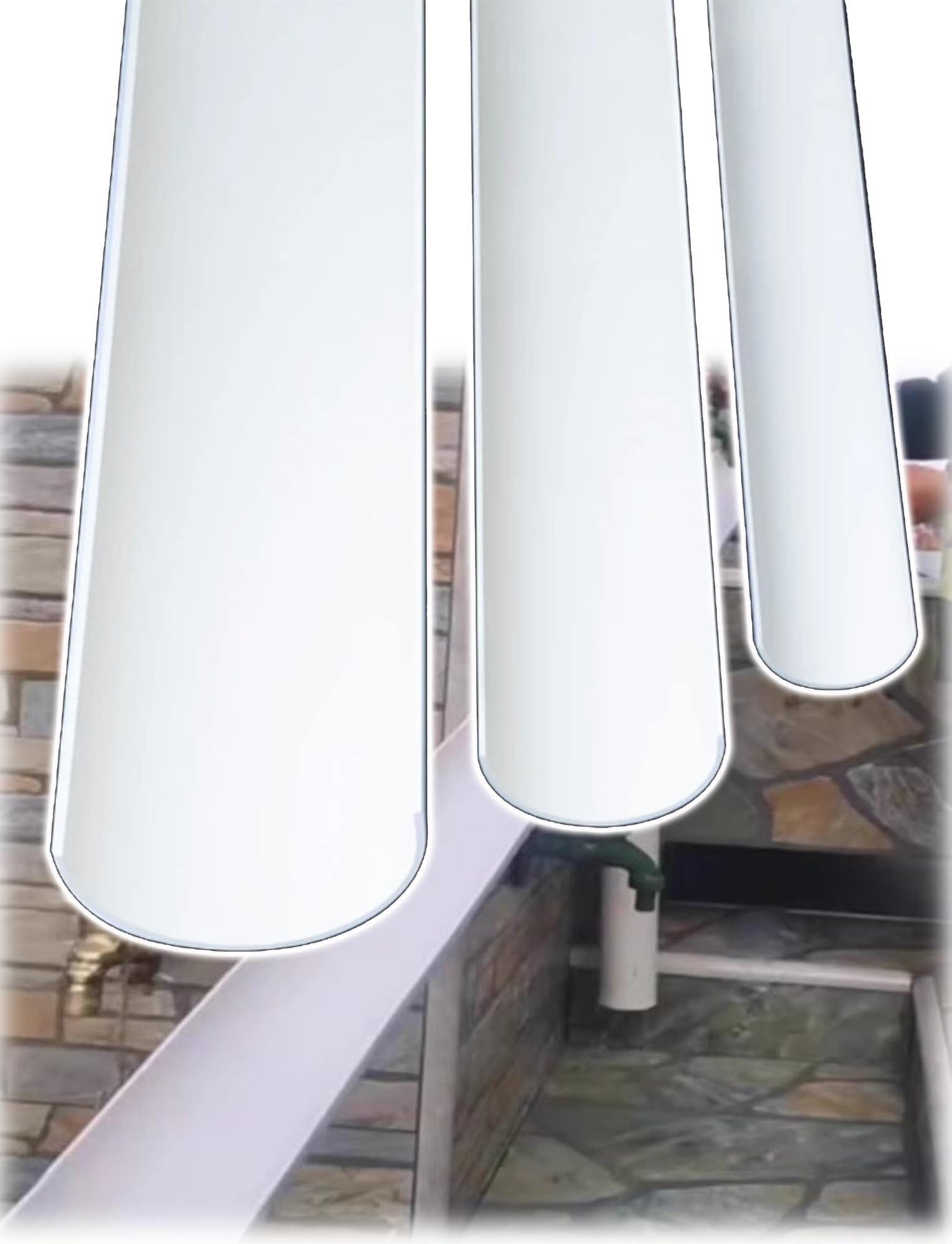 Tubo PVC Semicircular, Canal U Drenaje y Suministro Agua | Tubería engrosada con canal en U for drenaje, riego, conducción de agua y proyectos(100cm(39in),6.3cm(2.5in)-2mm)