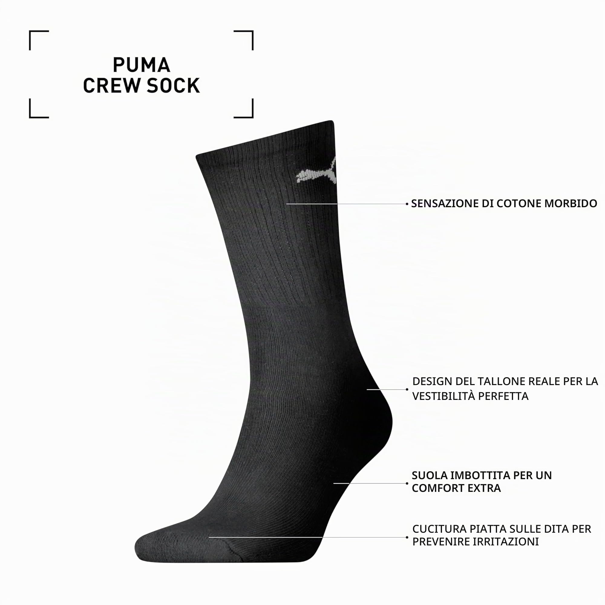 PUMA Crew Calzini Unisex - Adulto (Pacco da 5)