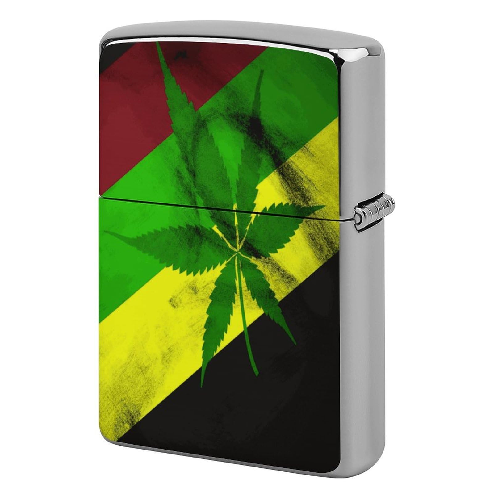 Fekiloot Style Jamaica Flag Leaves Lighter Case Cover Metal Lighter Case