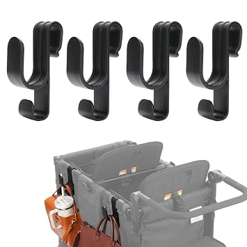 Stroller Hooks for Wonderfold Wagon W2 & W4, Double-Layer Multipurpose Side Hook for Balance Bikes & Bags, Space-Saving Wonderfold Wagon Accessories, 88lbs Load Capacity 4PCS
