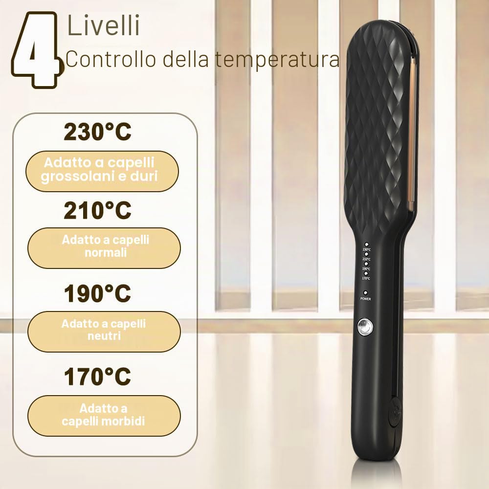 Ferro crespo per capelli, ferro crespo regolabile a 4 temperature, per capelli in ferro crepe per acconciatura soffice, riscaldamento rapido, crimpatrice per tutti i tipi di capelli