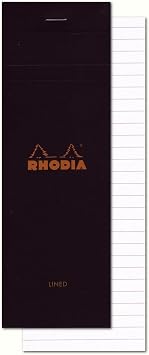 Rhodia Head Stapled Shopping Pad, No8 74x210mm, Lined - Black