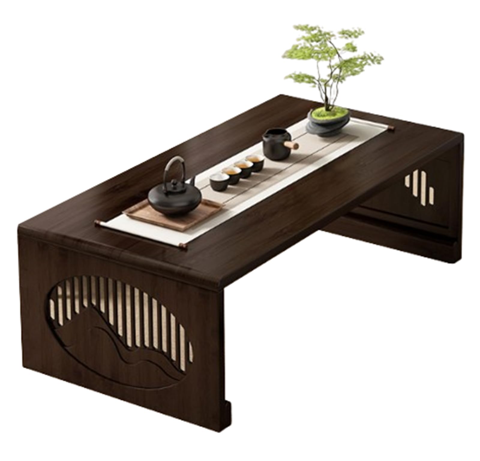 Table basse pliante paysage de montagne en bois de bambou