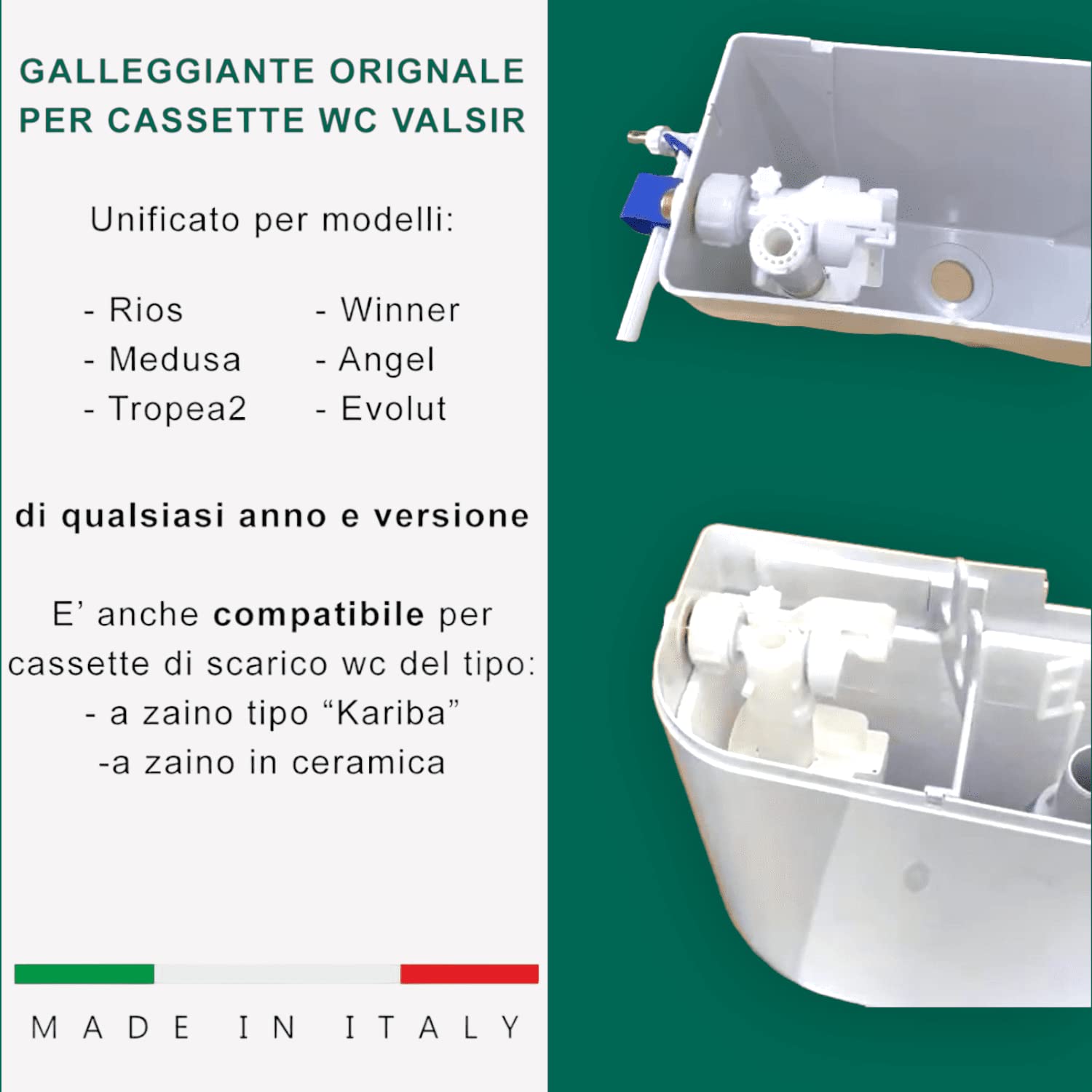 Galleggiante Cassetta Wc Valsir Originale, per modelli Rios Medusa Tropea2 Winner di qualsiasi anno