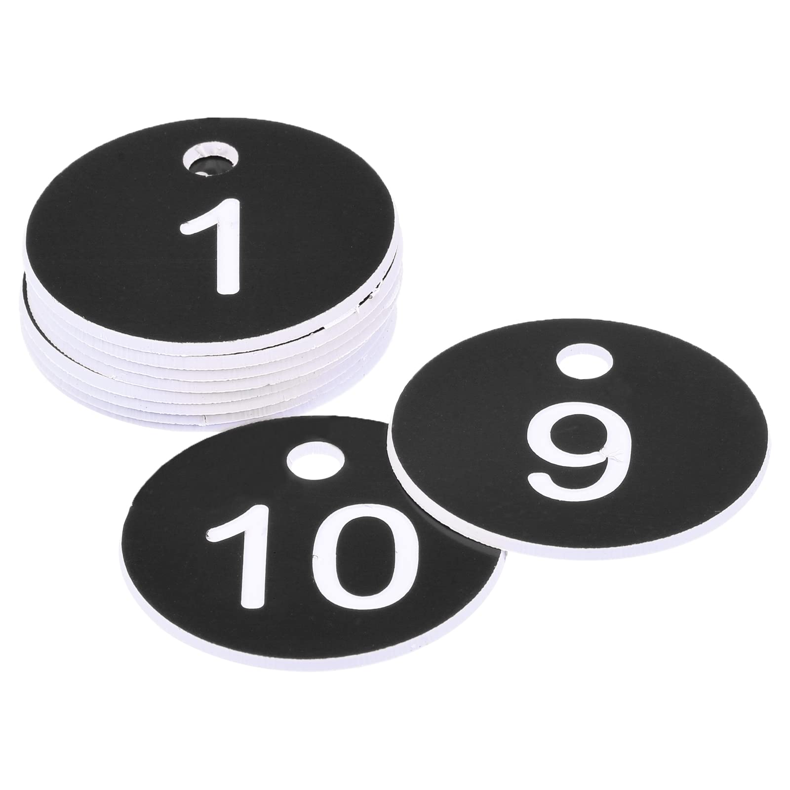 MECCANIXITY Round 1-10 Number Key Acrylic Engraved Black ID Tags for Decoration, Pack of 10