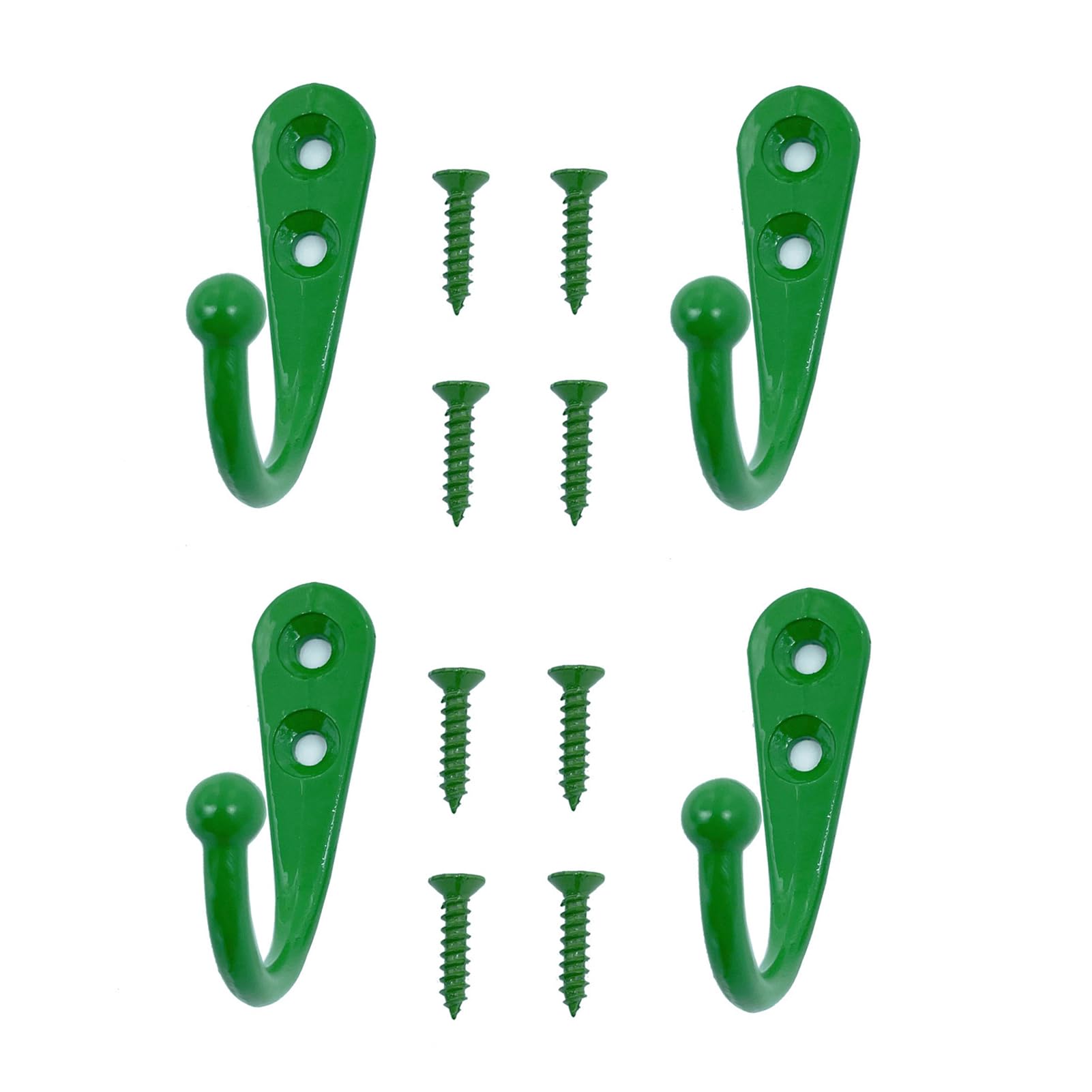 Yesmin Green 4 Pcs Wall Mounted Hooks,Coat Hooks Retro Door Robe Hook For Hanging Towel Clothes Hat Key Single Metal Hook Cloth Hanger For In Bedroom Bathroom Kitchen Cupboard (With 8 Pcs Screws)