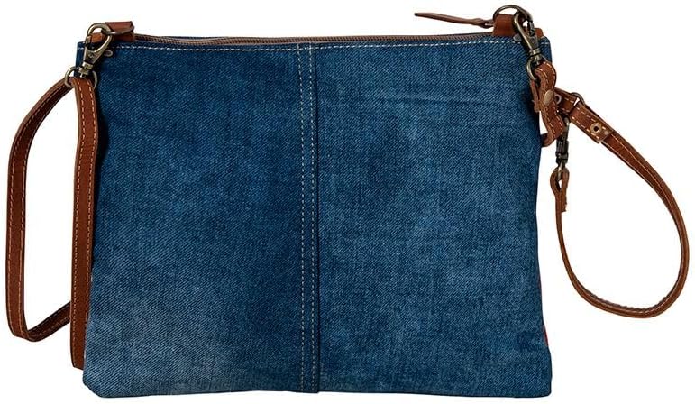 Myra Bag Crossbody Bag for Women - Western Upcycled Canvas & Leather Shoulder Handbag Denim