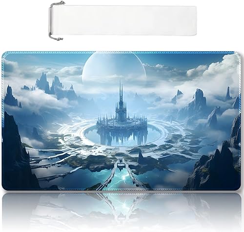 Vista 180 de Tapete de juego MTG cosido de alta calidad con zonas y parte trasera de goma antideslizante, tapete de juego TCG para MTG y otros juegos de cartas