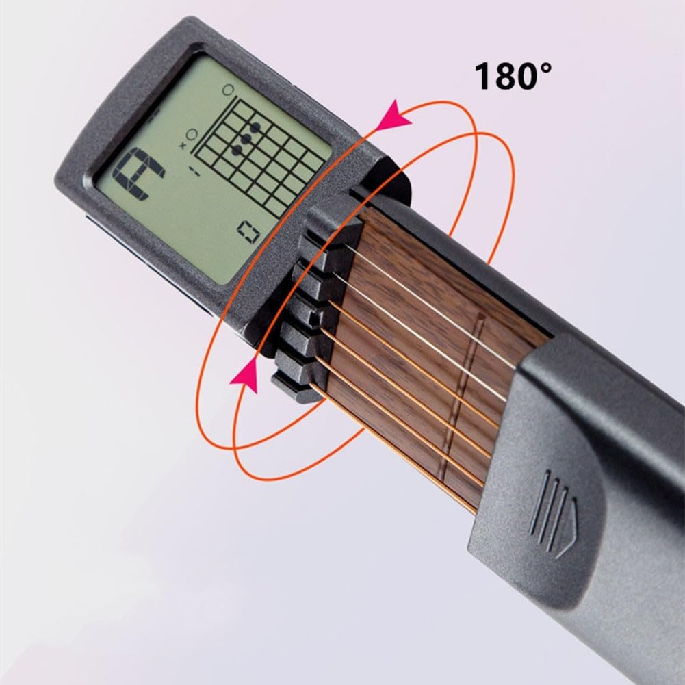 Entrenador de acordes de guitarra portátil con pantalla LED y metrónomo, herramienta de práctica de guitarra de viaje con mesa de acordes y modo de circulación, dedo de cuerda de acero popular