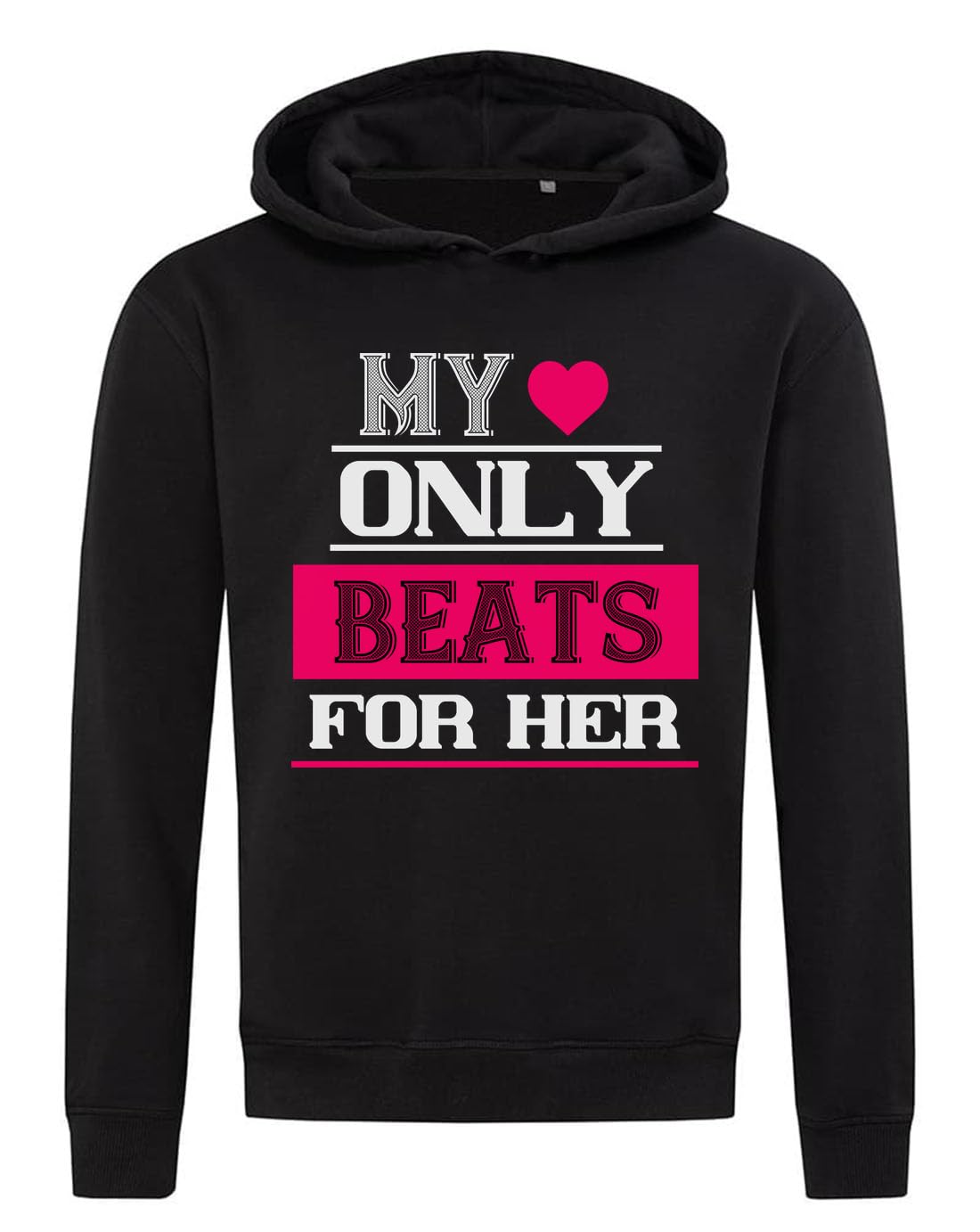 My Heart Only Beats For Her bluza z kapturem bluza z kapturem mieszanka bawełny czarna