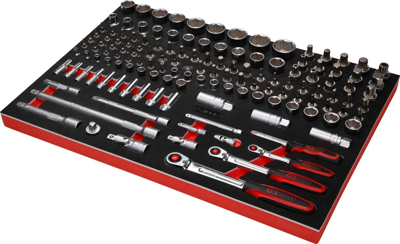 KS Tools 811.0139 Zestaw kluczy nasadowych 1/4" + 3/8" + 1/2" we wkładce piankowej, 139-szt.