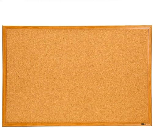 INNOVART Tablero de anuncios de corcho de 24 x 18 pulgadas con 10 alfileres, tablero de corcho con marco de madera de roble, tablero de anuncios de