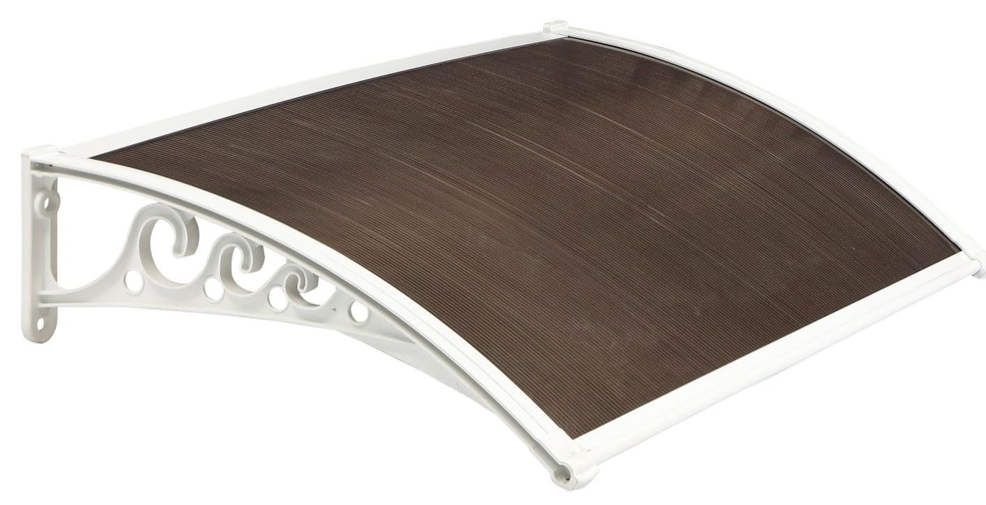 CHENNAI Window Blinds and Shades DIY Polycarbonate Awning Window Sunshade Door Weather Shed Rain Canopy Awnings - 4x2 (White Brackets & Bronze Sheets)-image-17