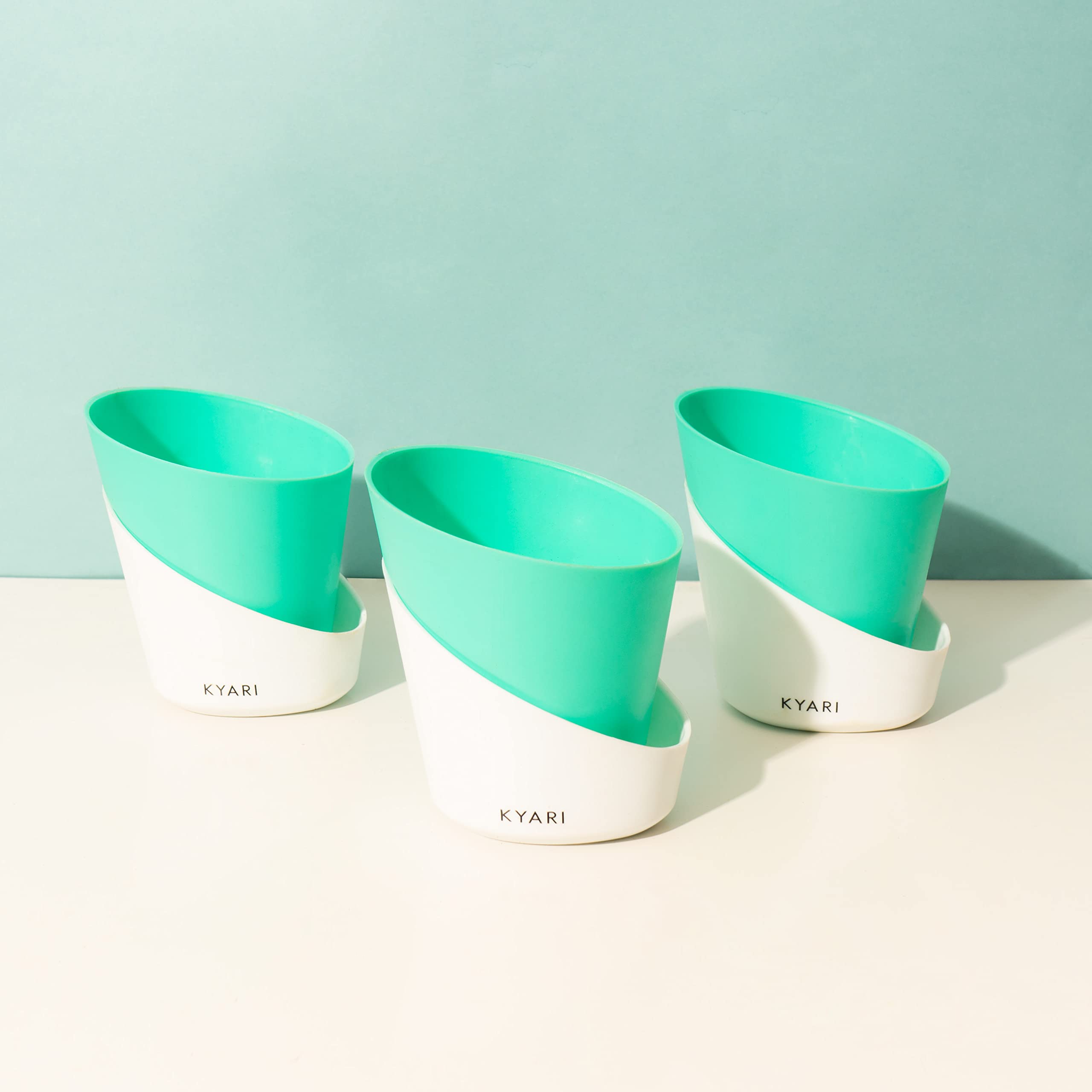KYARI Combo of 3 Turquoise Green Self-Watering Pots for indoor plants, Best Flower Pots & Planters for Home Decor, Living Room, Kitchen, Bedroom, Table Top, Office, Gifting | Plants not included (B0BV294393) Amazon Price History, Amazon Price Tracker