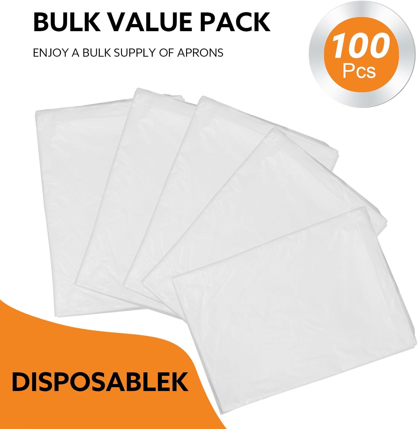 Yzurbu 100pcs Disposable Apron, 46"x29" Plastic Poly Apron for Kitchen, Party, Painting - White - Image 6