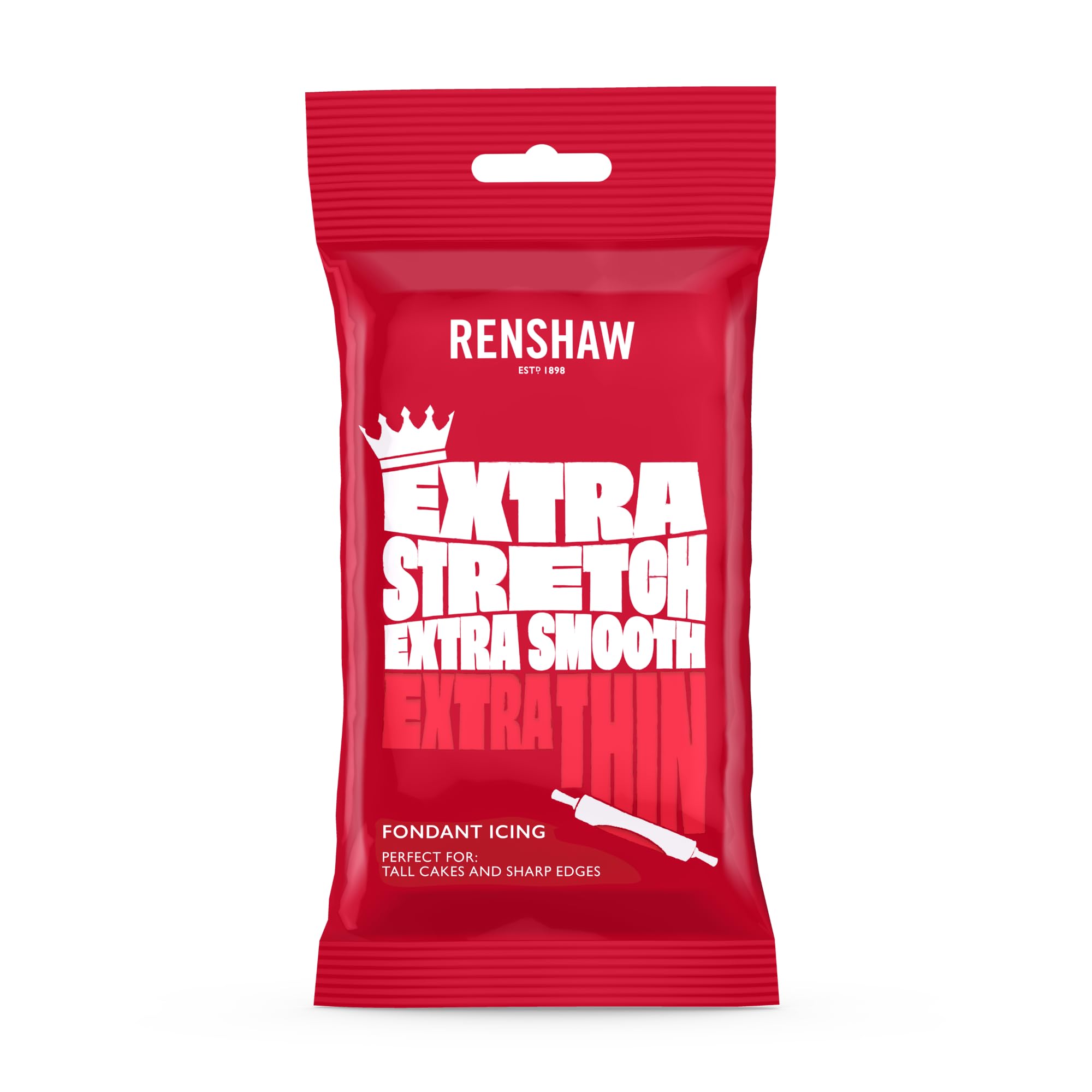 Renshaw Red Extra Stretch, Smooth & Thin Fondant Icing, 250 g (Pack of 1) - Ready to Roll Icing for Cakes