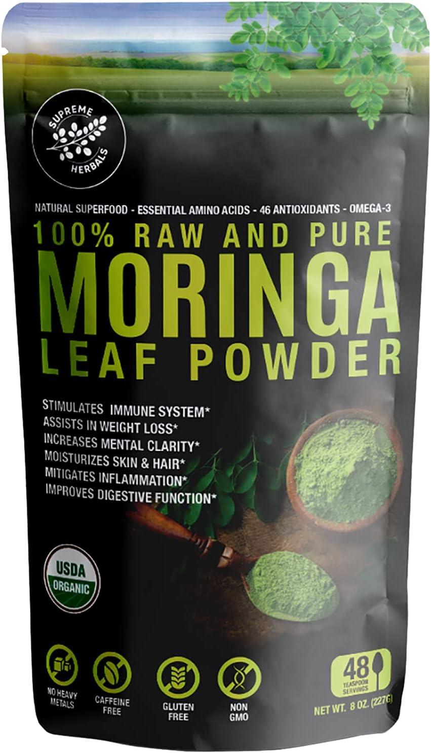 Organic certified Moringa leaf powder, 8 oz. Low Tox