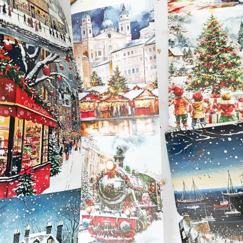 Image of Christmas Washi Tape Set,3 Rolls City Landscape Stickers for Journaling,Christmas Washi Tape Stickers for Junk Journal Supplies,Scrapbooking,Notebook,Phone Case,DIY Craft(Victoria)