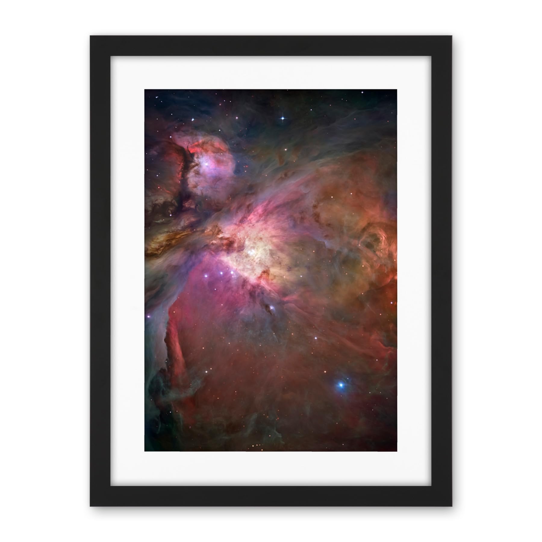 Artery8 Hubble Space Telescope Image Orion Nebula Dramatic Star Formation Gas Dust Cavity Central Trapezium Region Red Blue Cosmic Landscape Artwork Framed Wall Art Print 18X24 Inch